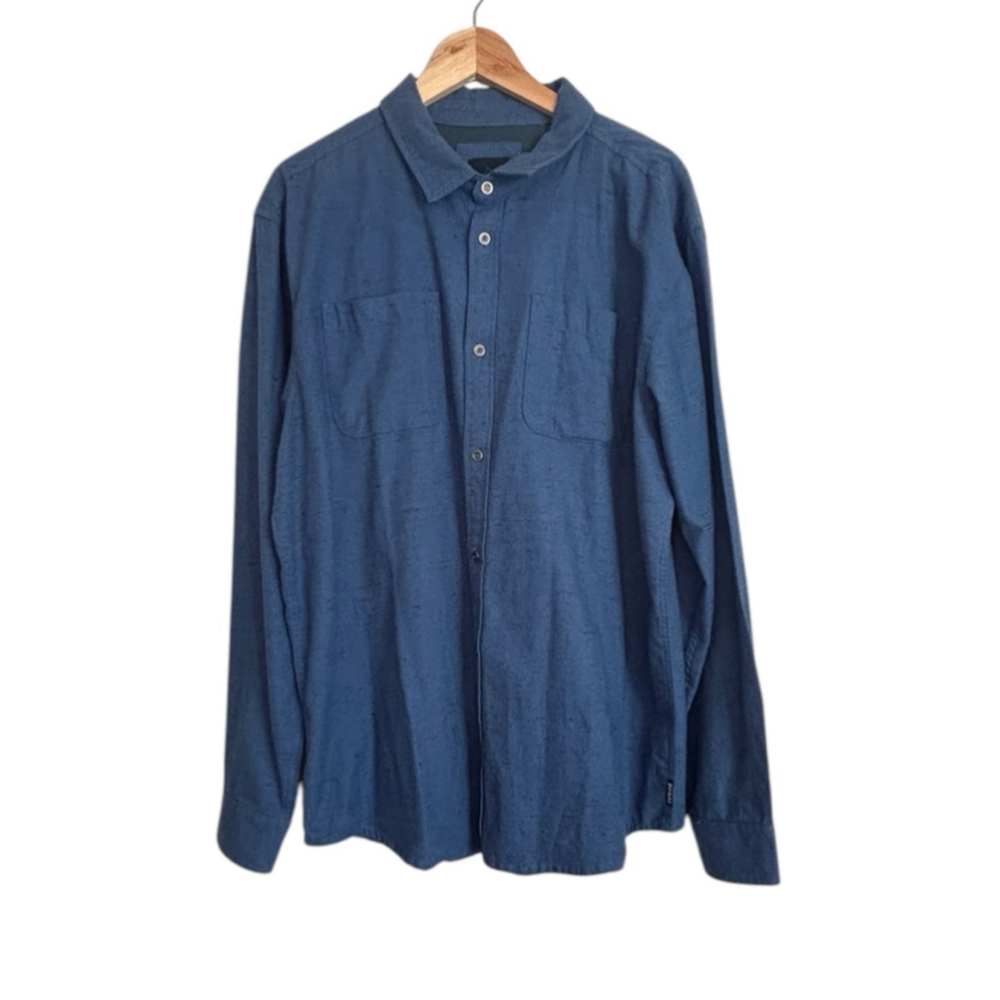 Prana Organic Cotton Button Down Shirt Blue Men's XL Outdoor Gorpcore Casual